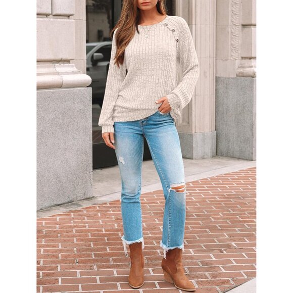 Womens Long Sleeve Tshirts Casual Tunic Work Tops Fall Plus Size Sweaters Date N - Picture 6 of 6